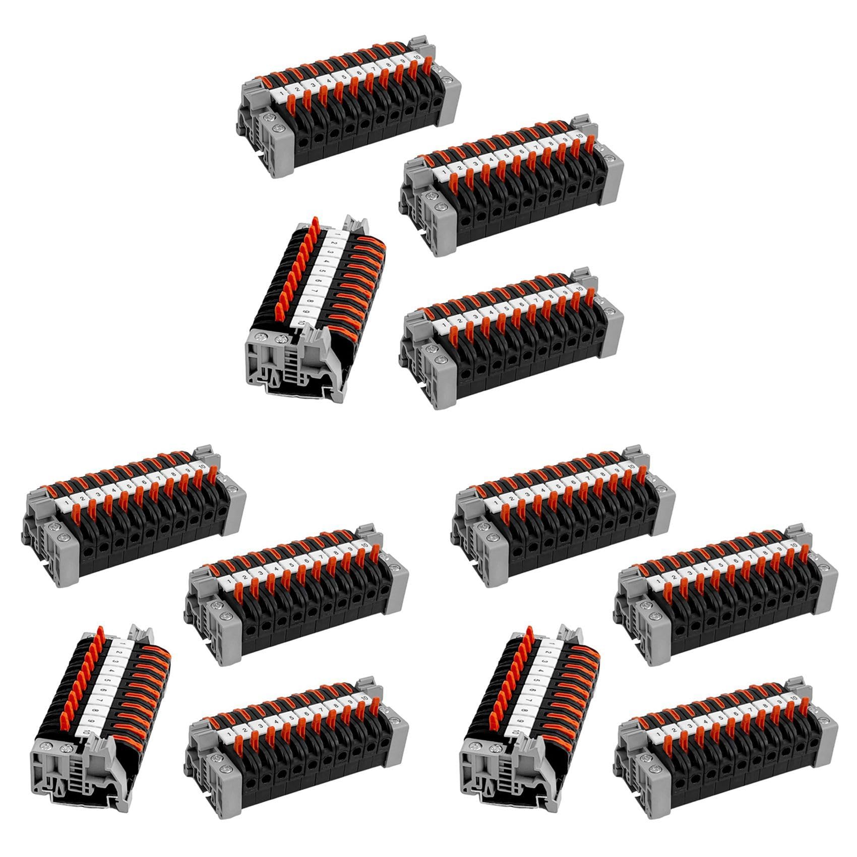 Jnchdghwa Pack of 120 DIN Rail Terminals,0.08-4 mm² -211 DIN Rail Terminals,Black Terminal Block Kit