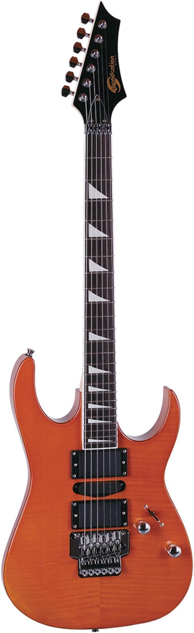 Chitarra elettrica double cutaway a 2 humbucker e 1 single coil con Floyd Rose style e top fiammato