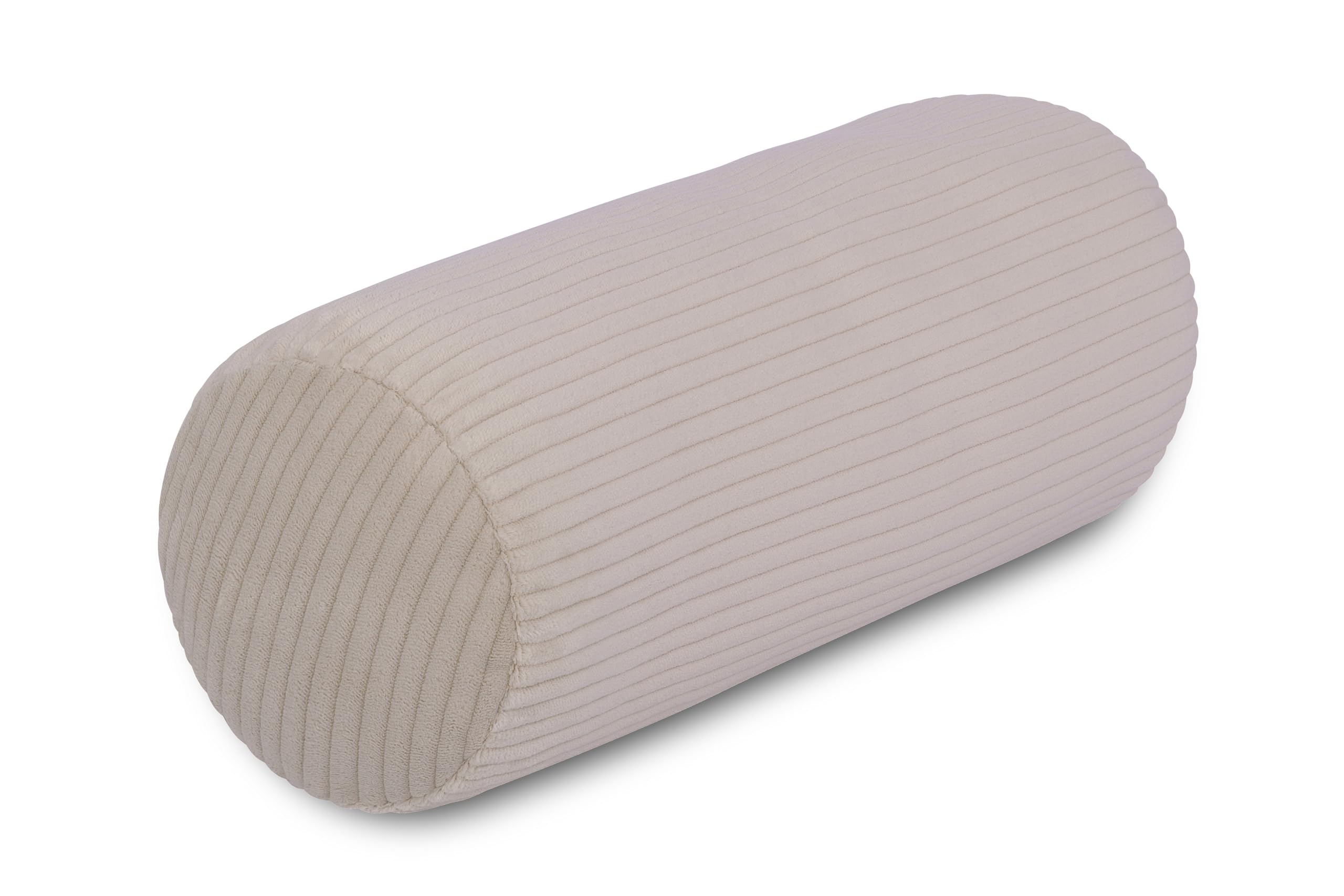 Nackenrolle Cord Cream/Beige Nackenkissen Öko-Tex 100 zertifiziert und 40°C waschbar - Nackenstütz-Kissen mit Bezug, rund für Auto, Flugzeug, auf Reisen oder zum Lesen und Relaxen zu Hause