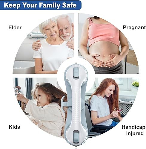 Miniatura 6 de 3 barras de agarre con ventosa para ducha, asas de ducha Asluco para succión de ancianos, barras de agarre de ducha para personas mayores, barras de