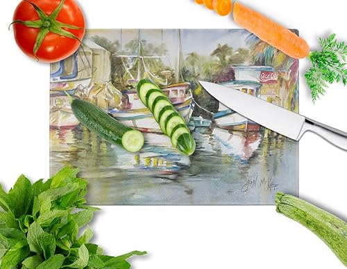 Miniatura 2 de Caroline's Treasures JMK1047LCB Tabla de cortar de vidrio para mercado de pescado, Tabla de cortar y servir de cocina de vidrio templado decorativa
