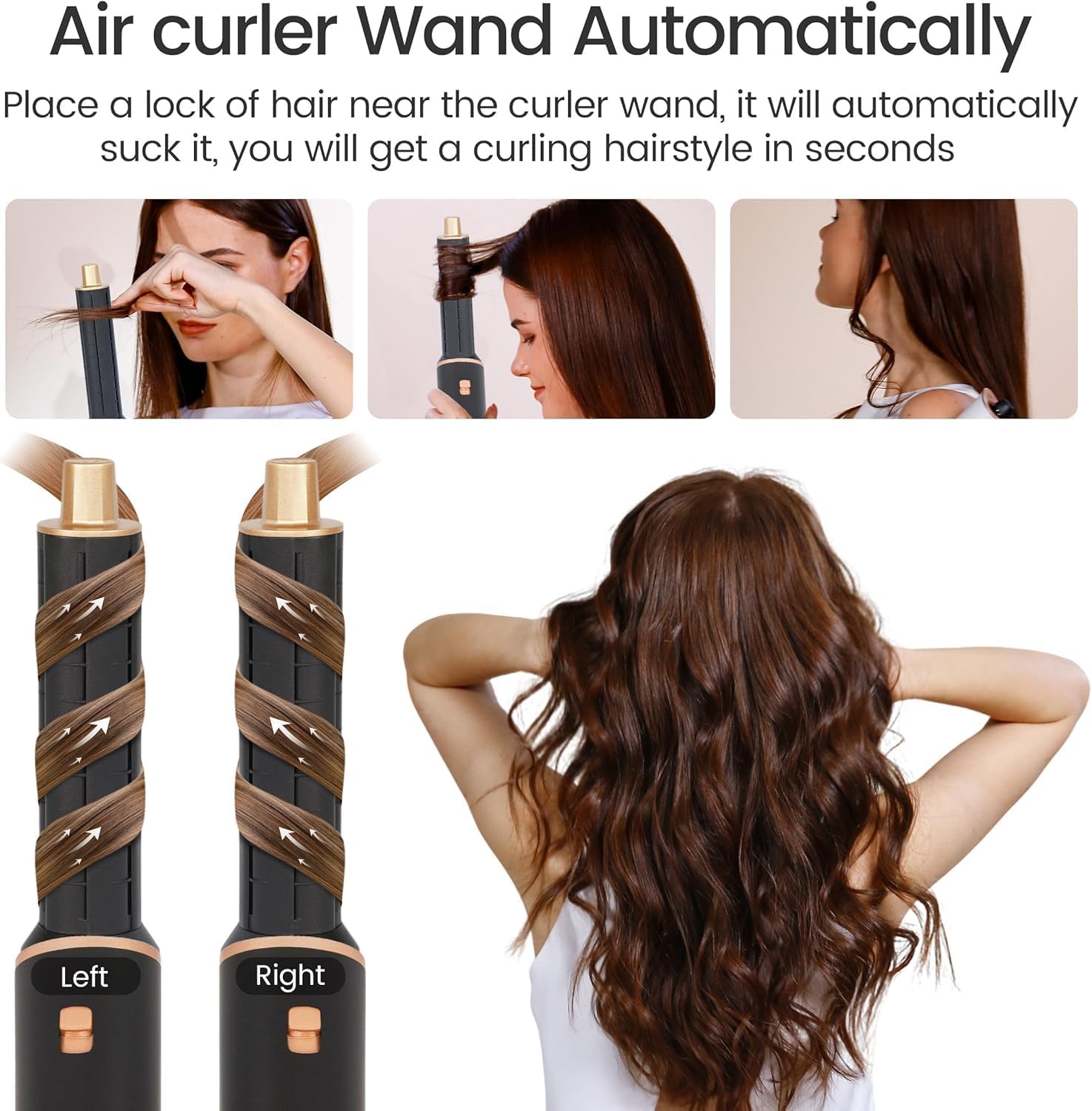 5 in 1 Multi Hair Styler Blow Dryer Brush Hair Dryer Hot Magic Air Styler Set Hair Brushes for Women, Hair Styling Appliances with Curl Straighten Wavy Smooth, All Hair Type/Length Black Gold