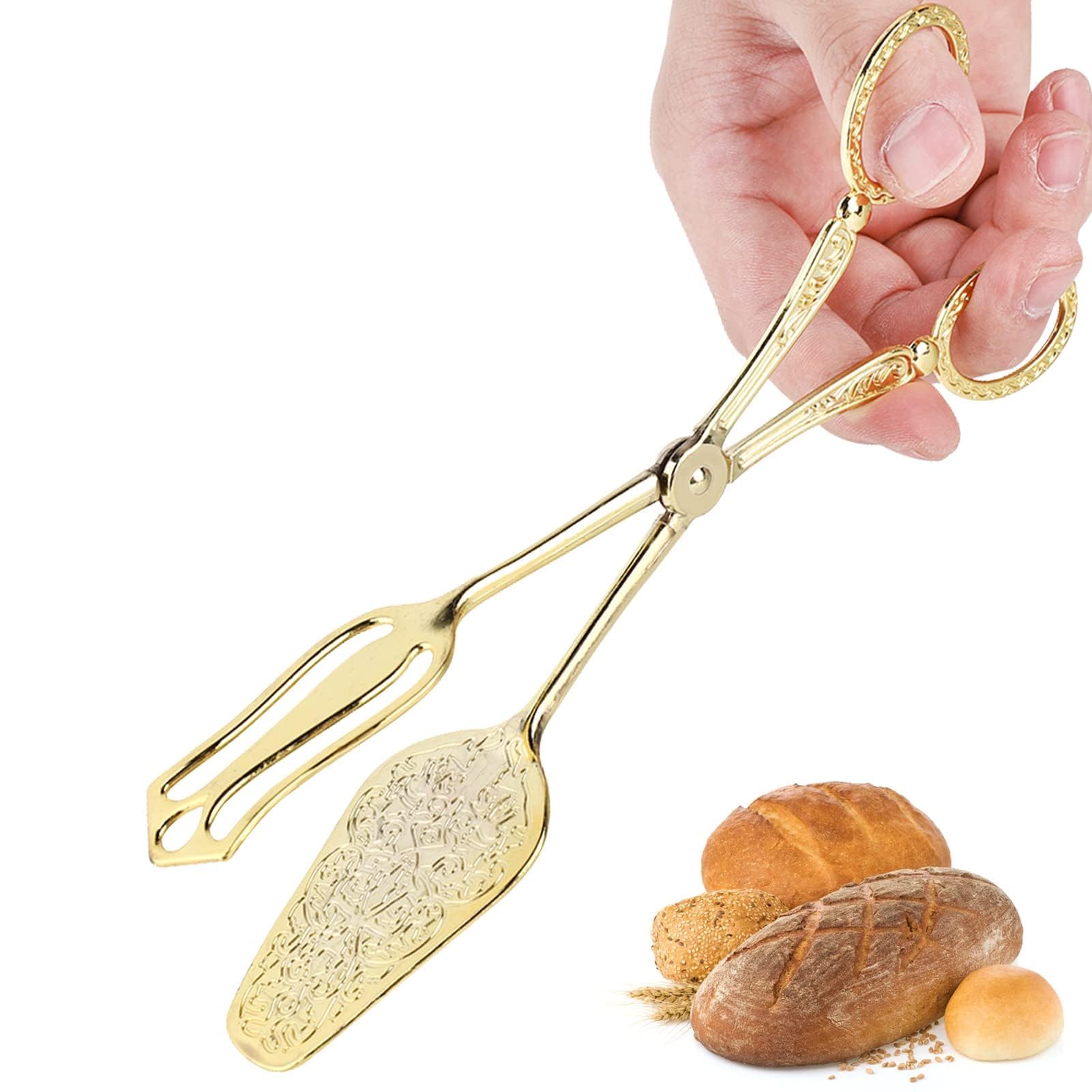 Pinzas de Metal Pequeñas, Pinzas para Ensalada, Servir, Pan, Aleación de Zinc, Cocina