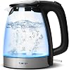 Glass Electric Kettle,1.7L Hot Water Boiler LED Lights, Comfy Touch Handle Wide Opening Cordless Tea Heater for making Tea Coffee (12872)