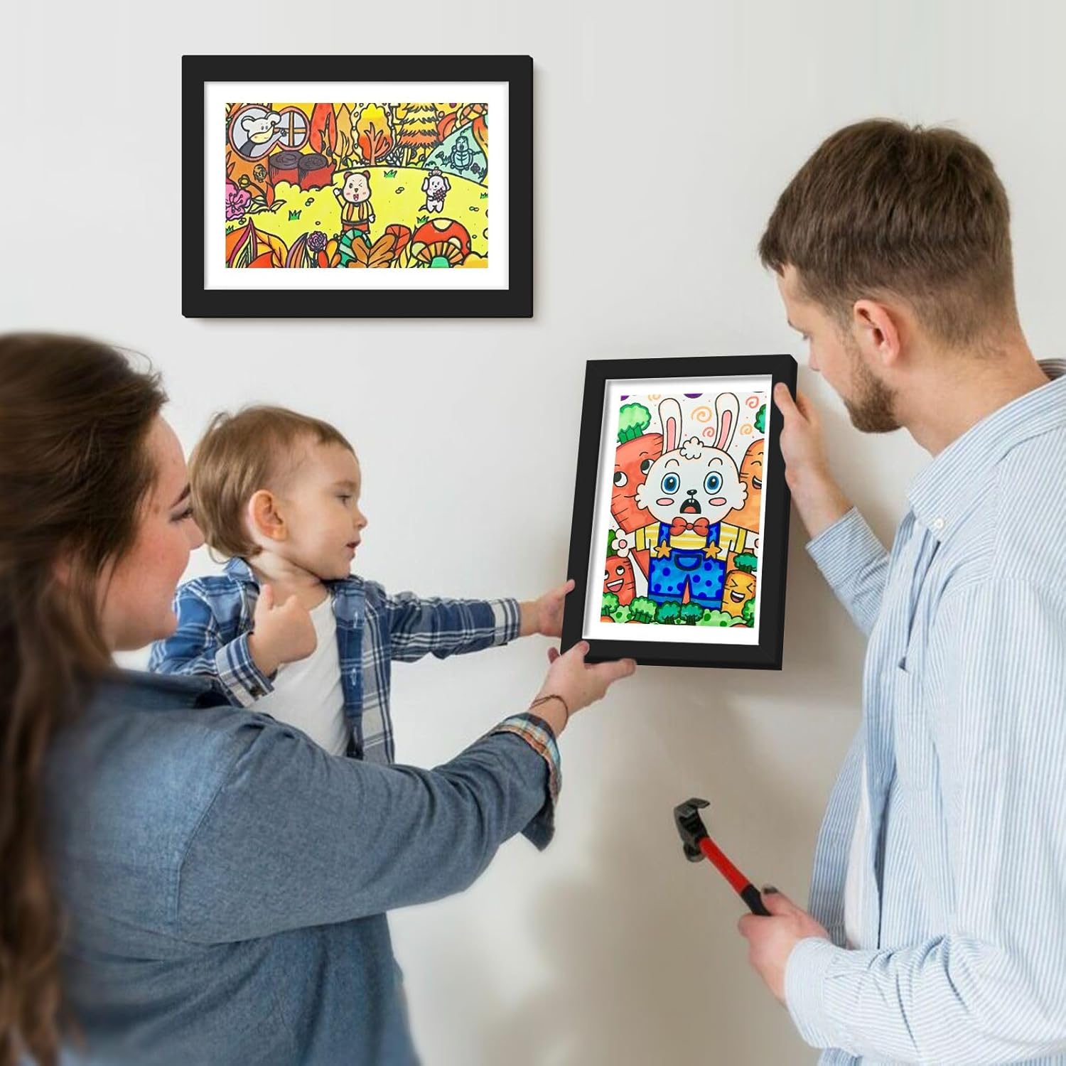 4 Pack Kids Artwork Frames Changeable 8.5 x 11 Inch Children Art Projects Kids Art Frames Front Opening Picture Display Frame, Black