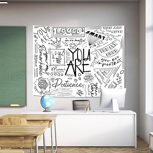 Miniatura 6 de Fungarth Quote You Are - Tapiz naranja para el aula, para niños, tapiz decorativo para colgar en la pared, con frase positiva inspiradora, para