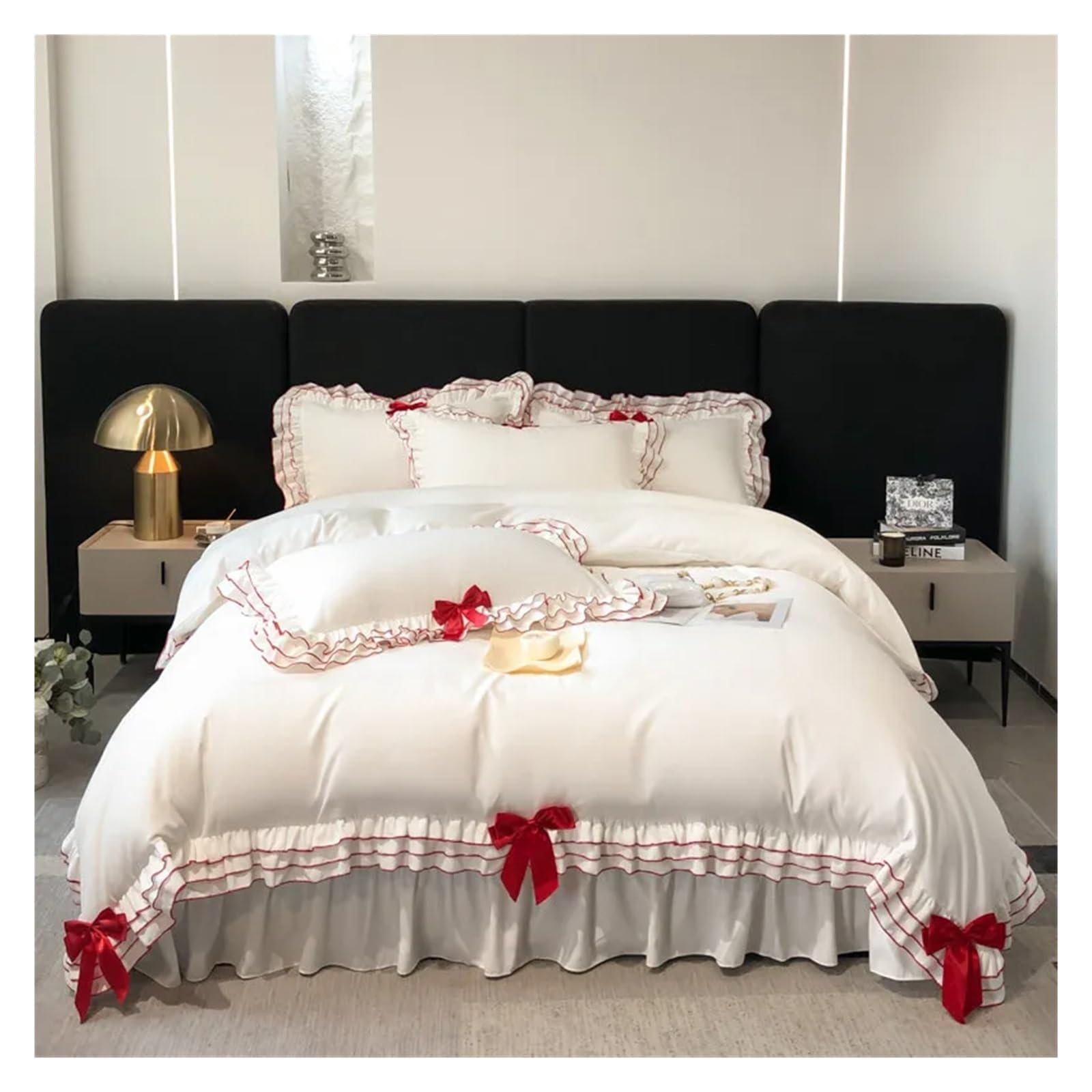 Linge de lit style dentelle chic et doux pour lit King Size