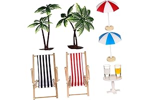 Abaodam Beach Zen Garden Accessories Set Model Child Miniature Plastic Umbrella Dollhouse Beach Furniture