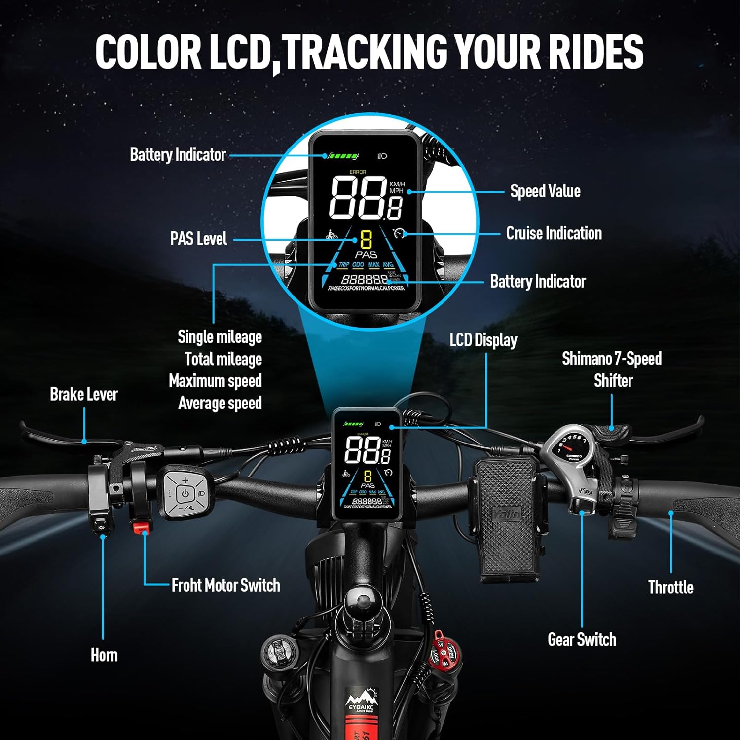 Electric Bike for Adults, Peak 5000W Ebike Dual Motor 52V32Ah 100Miles Range, 40-45MPH Electric Bike, 24"/26" x4.0 Fat Tire, Hydraulic Disc Brake, Electric Mountain Bicycle, UL 2849