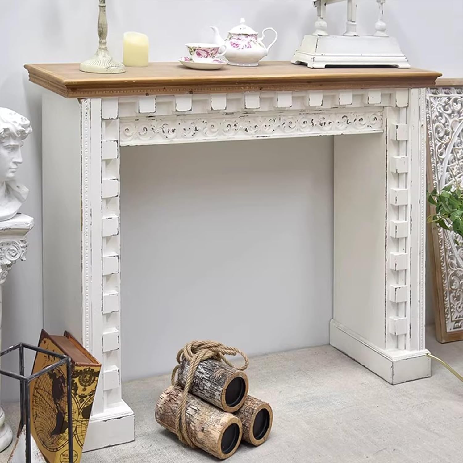Fireplace Surround Country Distressed Decorative Fireplace Mantel Vintage Wood Surround