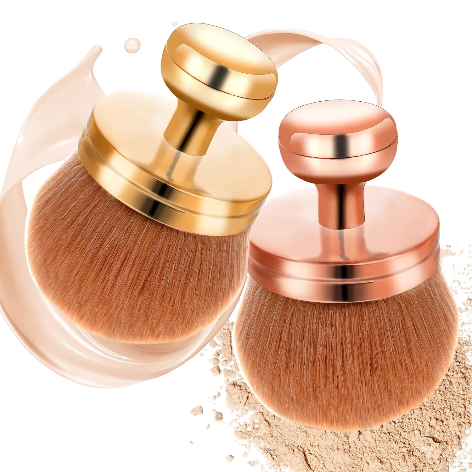 2 Pcs Extra Large Body Makeup Brush for Self Tanner, Self Tan Back Applicator, Oval Face Leg Makeup Brush for Bronzers Blend Self Tanning Applicator(Rose+Gold)