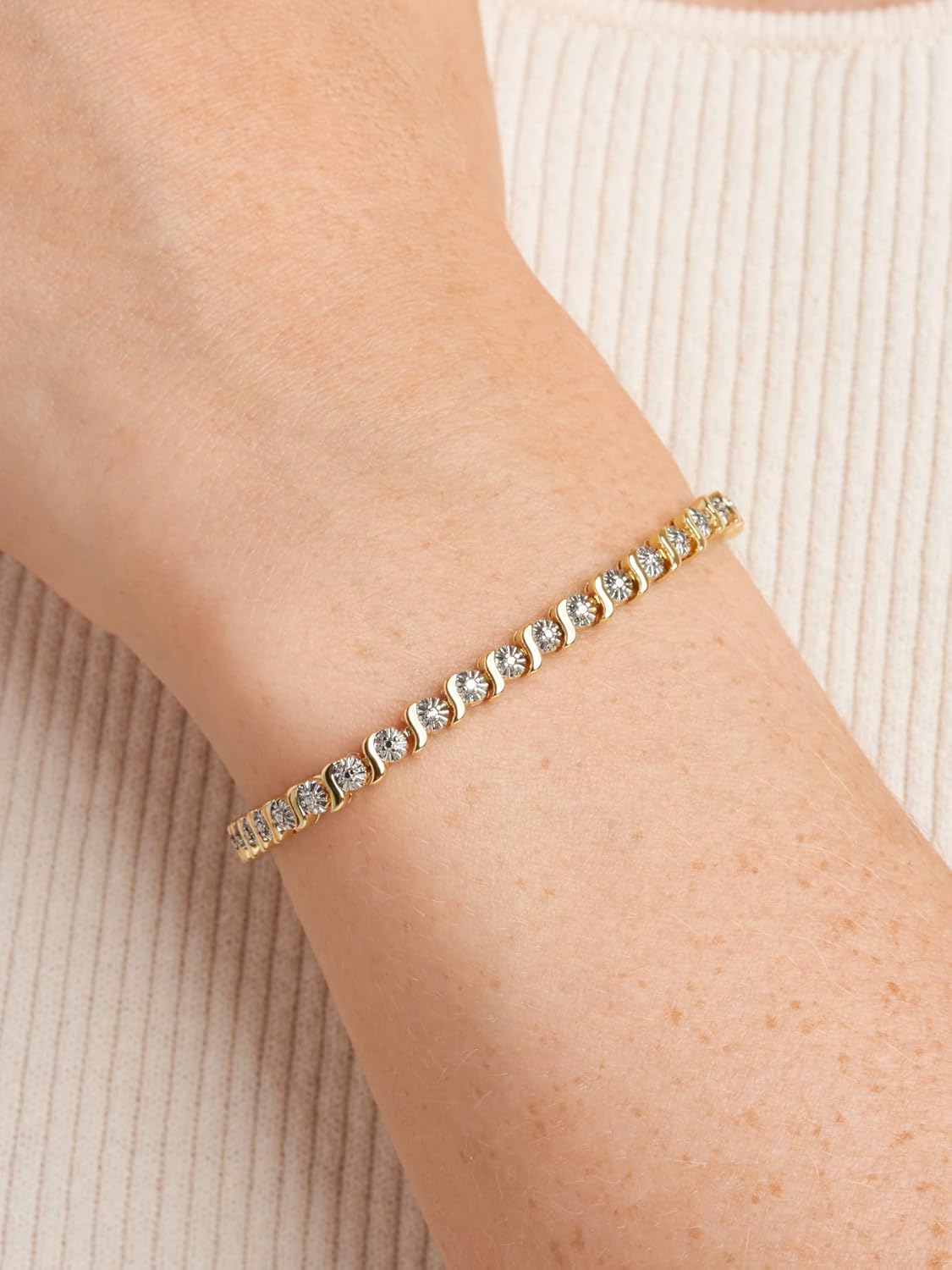 Amazon Collection Diamond Accent S-Link Swirl Tennis Bracelet, 7.25"