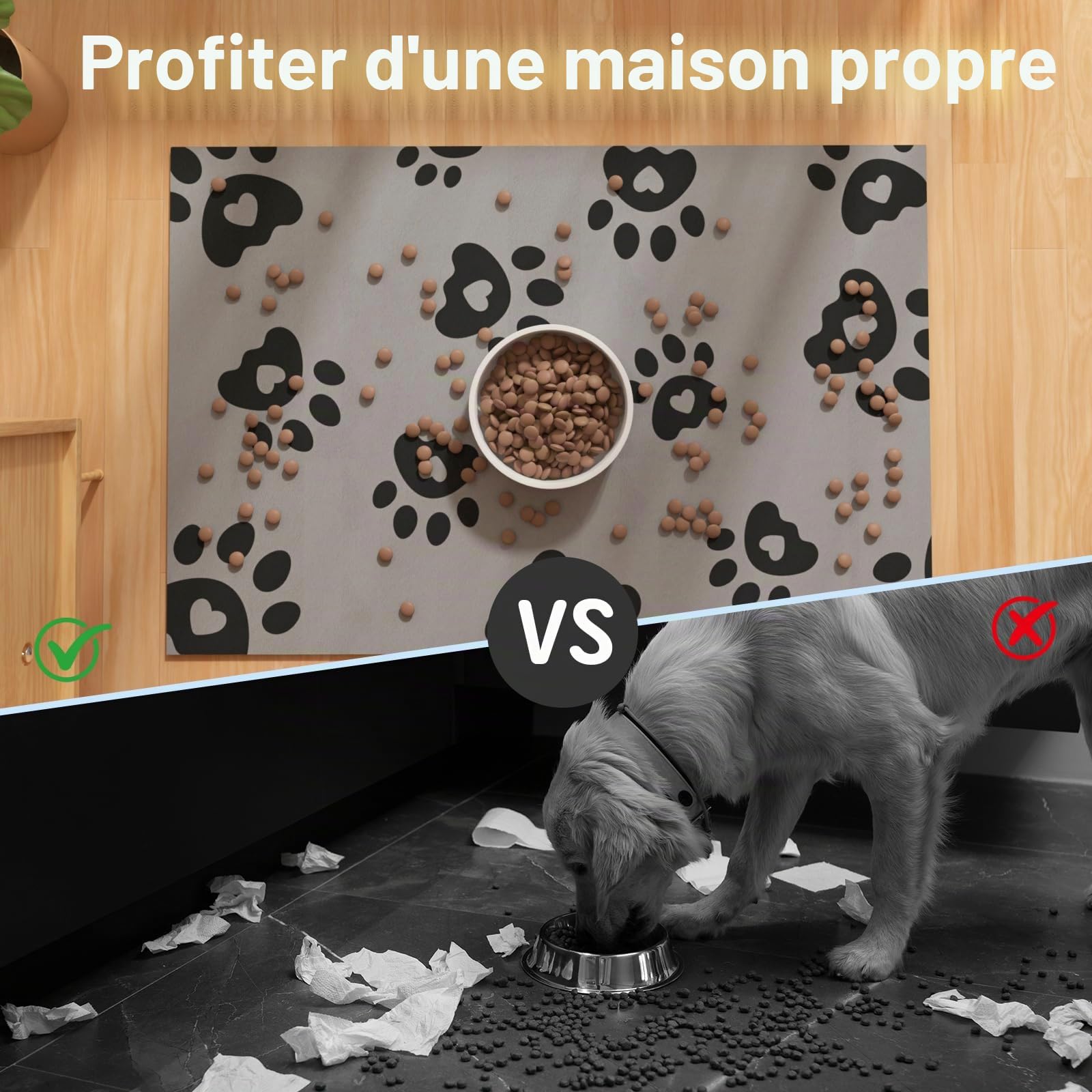 BLESWIN Tapis d'alimentation pour Animaux de Compagnie 30x50cm