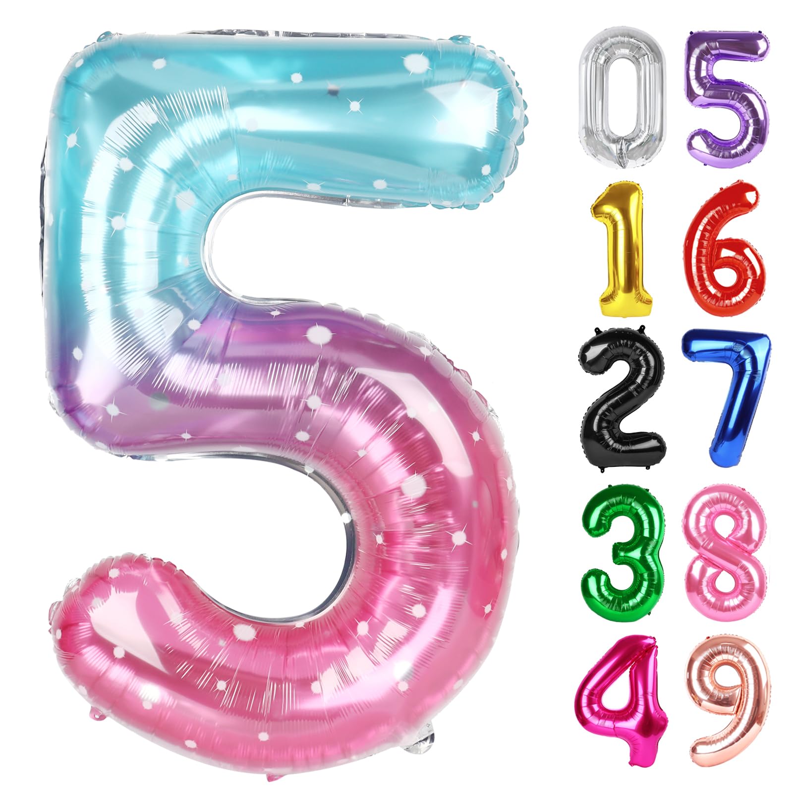 Starry Sky Number 5 Balloon 40 Inch, 5th Birthday Decorations Men Women