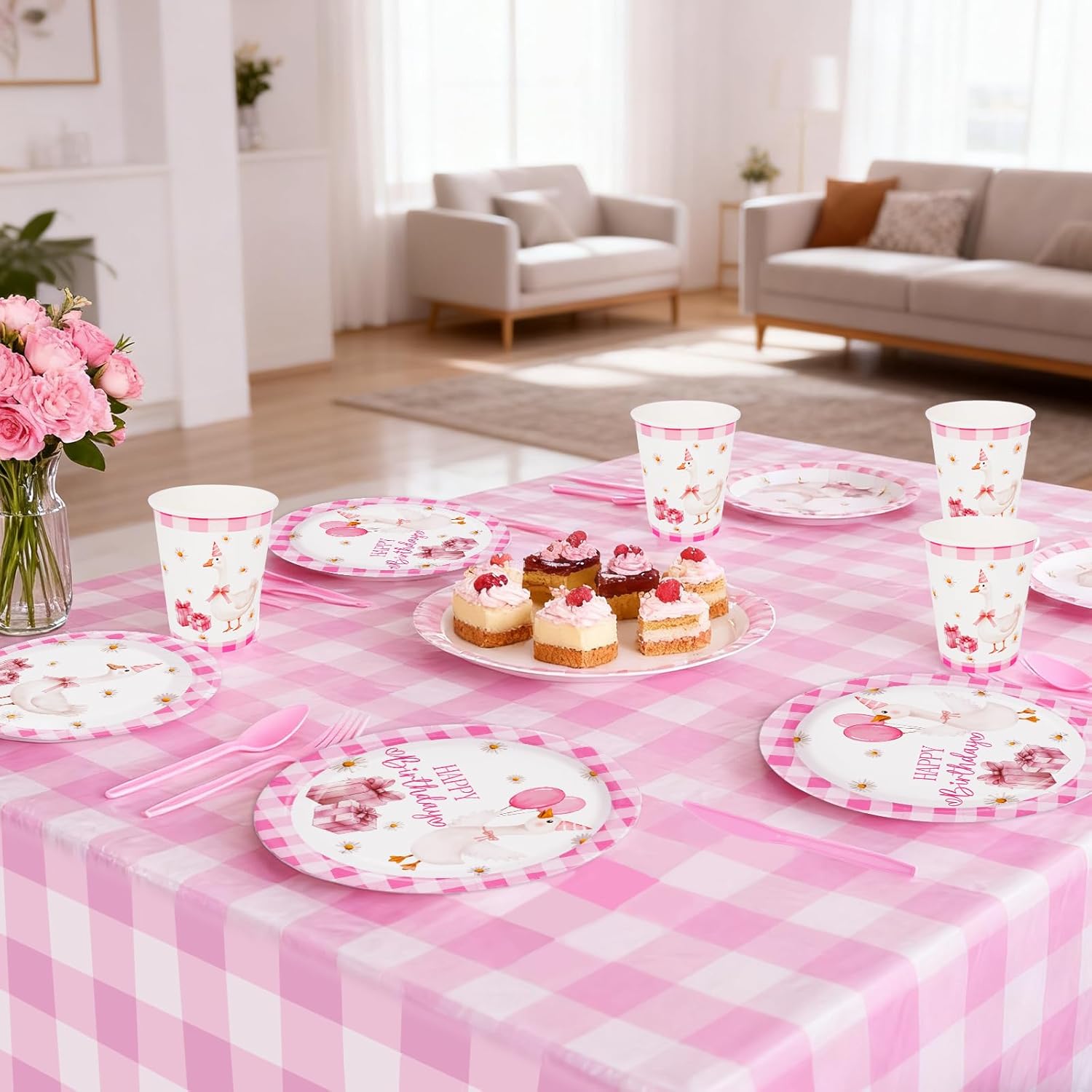 169個 愚かなガチョウの誕生日デコレーション食器セット、ガチョウのベビーシャワー用品 使い捨て紙皿 ナプキンカップ 食器 女の子 シナリー  モチーフフラワーベース ネコ/フクロウ | BIRTHDAY BAR(バースデイバー)ライフスタイル | PAL CLOSET(パルクローゼット) -  パル ..., image size:1500x1500