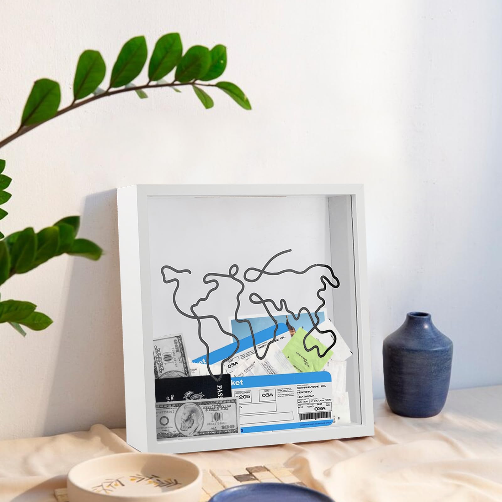 Boîte d'archive Adventure, Boîte de Voyage pour Souvenirs, Boîte mémoire de 28,9 cm pour Souvenirs, Boîtes à Souvenirs pour Souvenirs , Porte-Billet avec Carte du Monde pour Les Voyages au cinéma