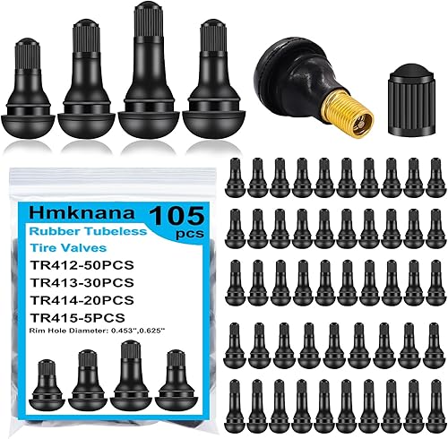 105 vástagos de válvula de neumático TR412, TR413, TR414, TR415 de goma negra para reemplazo de agujeros de llanta sin cámara en neumáticos estándar