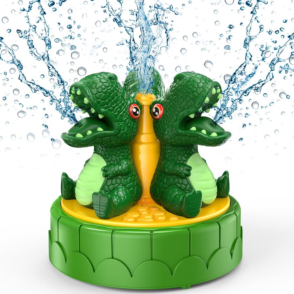 Tosekry Juegos Piscina para Niños Aspersor Agua Niños, Juegos de Agua para Niños Exterior Piscina Chorros Perro, Dinosaurios Juguetes Piscina Juguete Niño 3 4 5 6 7 8 Años(Dinosaurios)