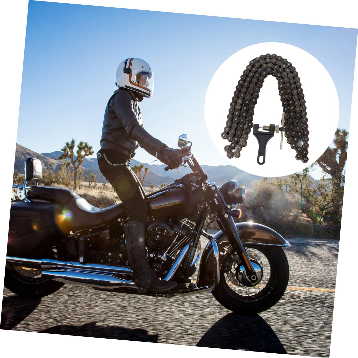 OUNONA Teilige Motorradkette Gliederkette mit Kettennieter für Offroad Anwendung Robust und Rostfrei Einfach zu Montieren