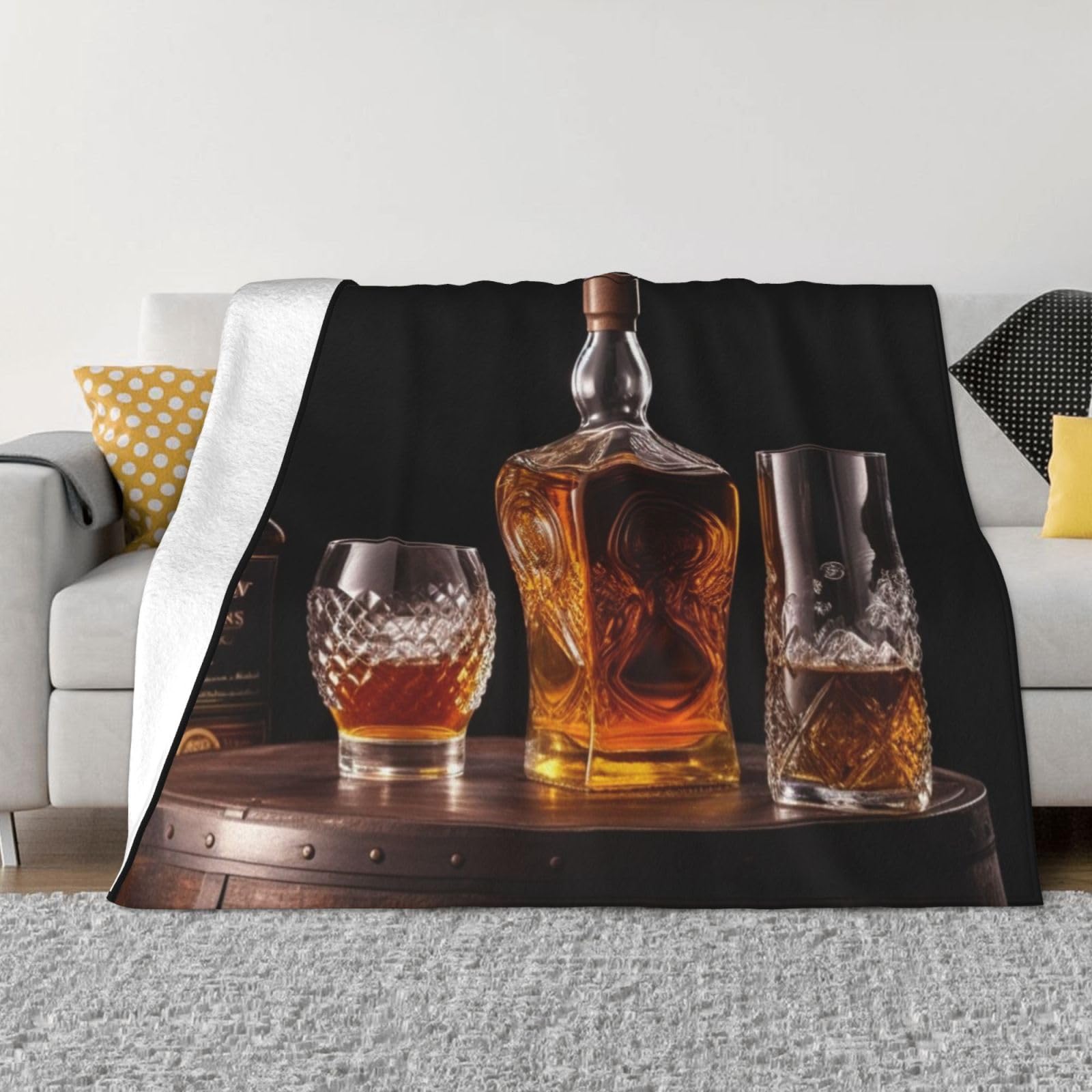 Couverture en micro polaire whisky et bière jeté de canapé en flanelle douce 152x127 cm