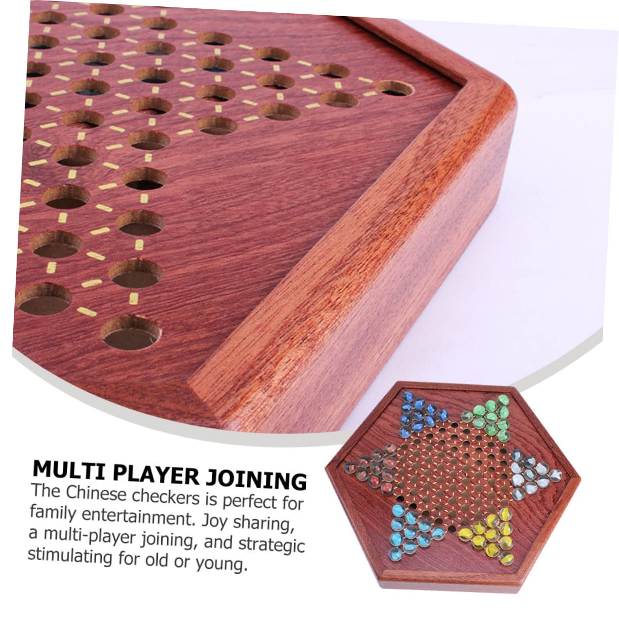 Jeu de Dames Bois Traditionnel avec Billes Jeu de Société Stratégique pour Garçon Fille et Adultes Joueurs Cadeau Ludique Familial