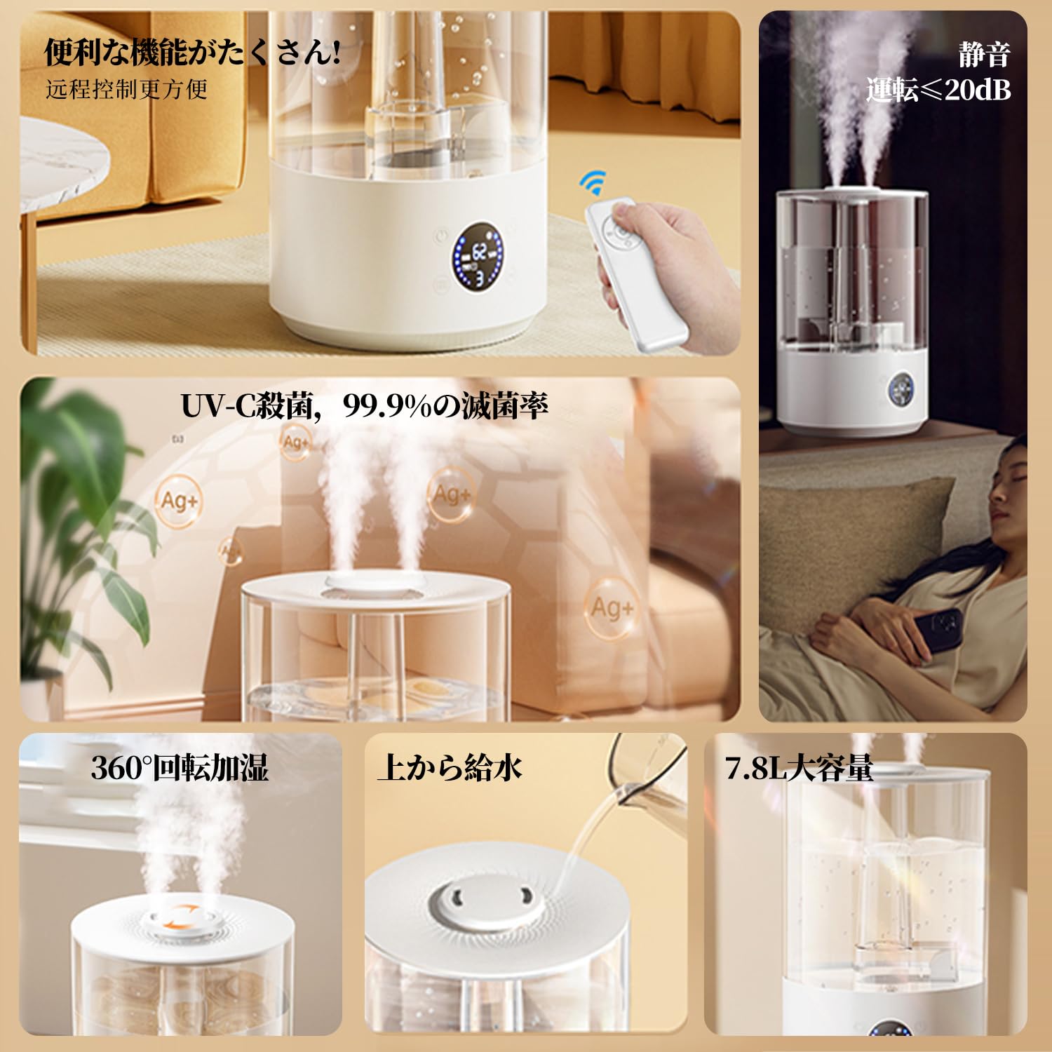 Amazon.co.jp: 【2025発売新モデル・リモコン操作便利・一台多役】加湿