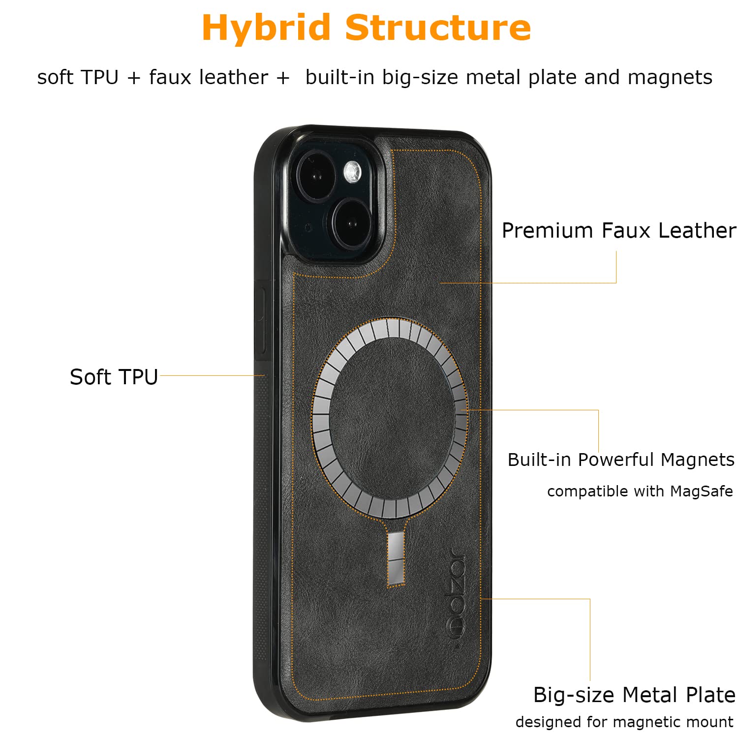 Molzar Custodia Per IPhone 16 Plus Con Fibra Di Carbonio Forgiata, Anello Magnetico Integrato, Compatibile MagSafe, Nero - 4