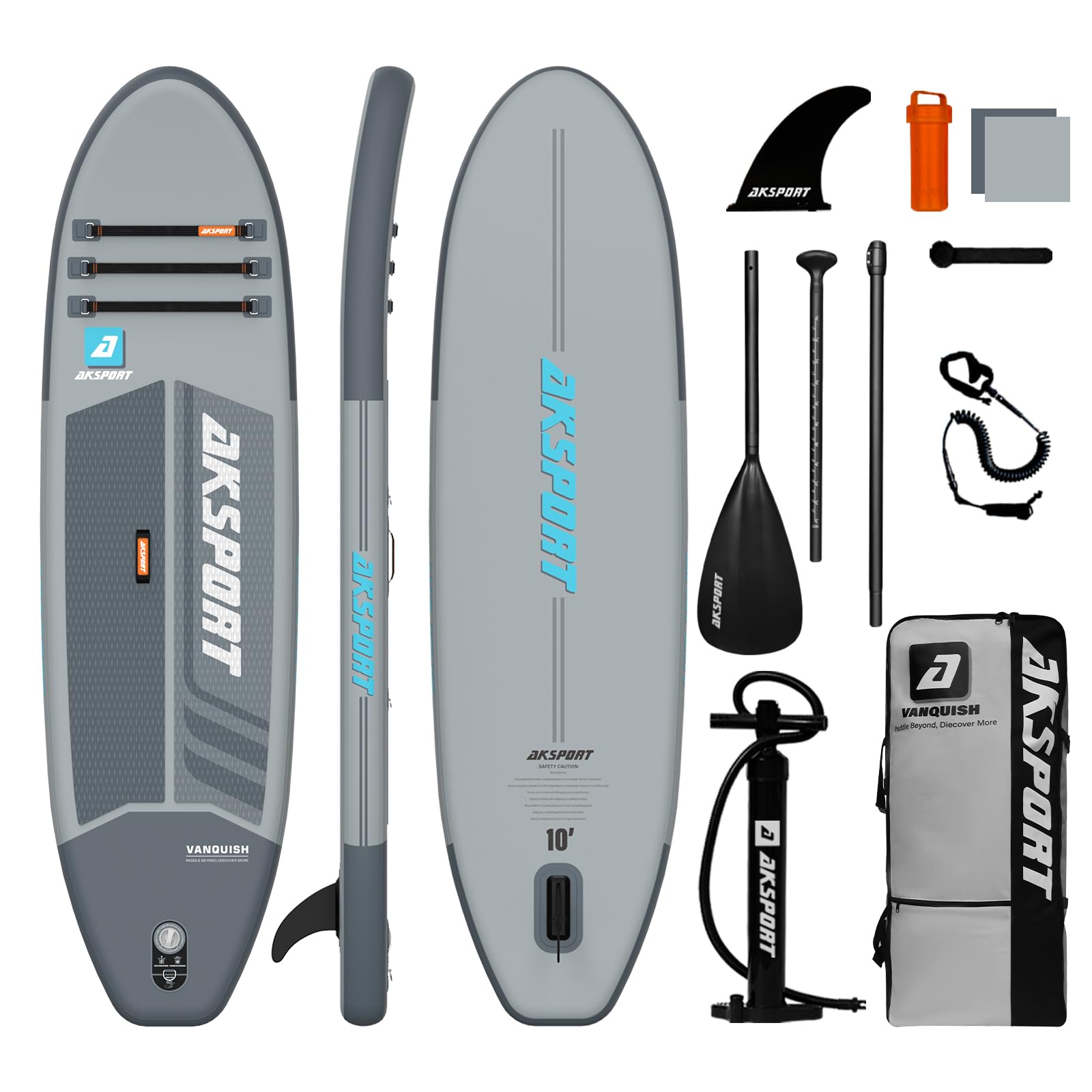 AKSPORT Inflatable Stand Up Paddle Board, SUP Board with All Accessories, Wide Stable Design, Non-Slip Deck, Inflatable Paddle Boards for Youth & Adult