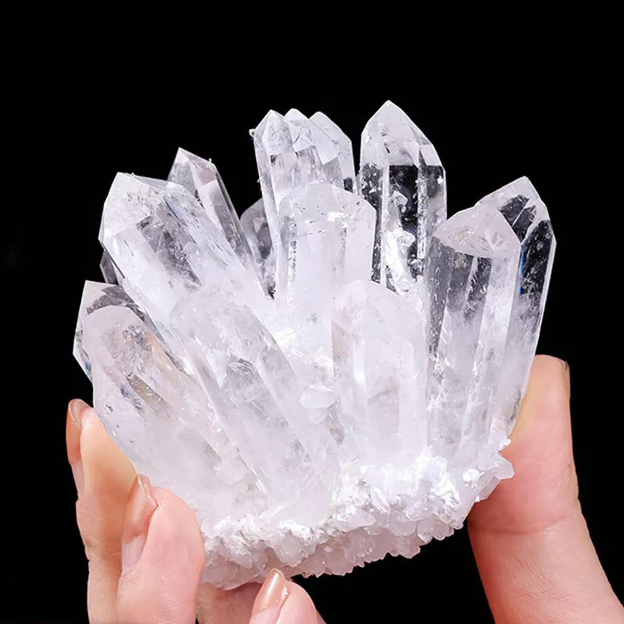 300-400g Natürlicher Bergkristall Cluster Stein Geode