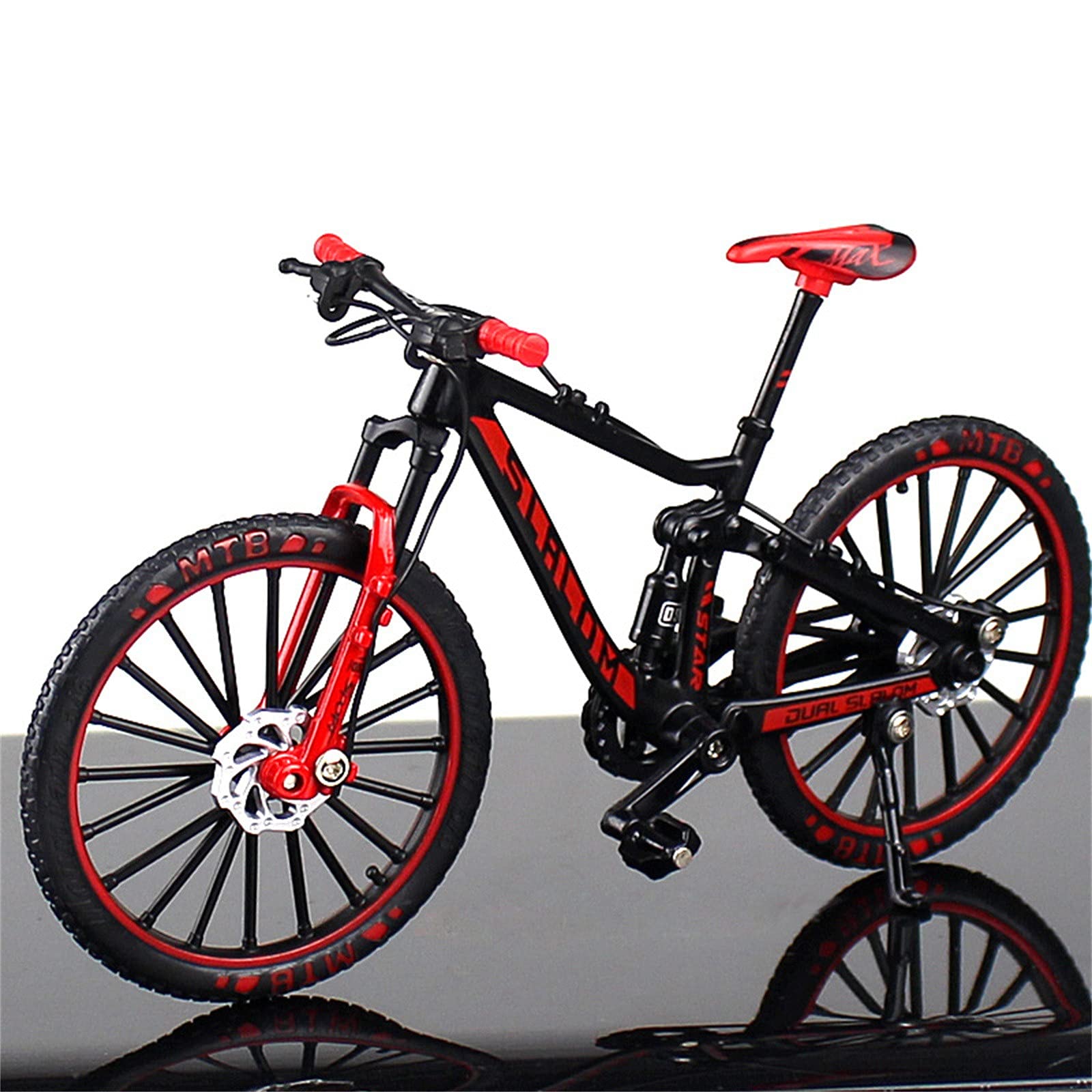 Finger Bike, 1:10 Scale Mini Finger Mountain Bike Models, Clear Texture, Small and Exquisite, For Collectors, Teaching, Home, Office and Club (Red)