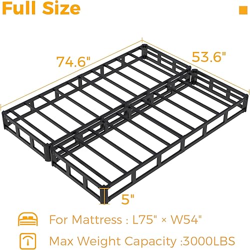 Miniatura 81 de Somier individual XL de 9 pulgadas, base de cama de metal resistente con funda de tela, base de colchón, fácil montaje, sin ruido, color negro 9