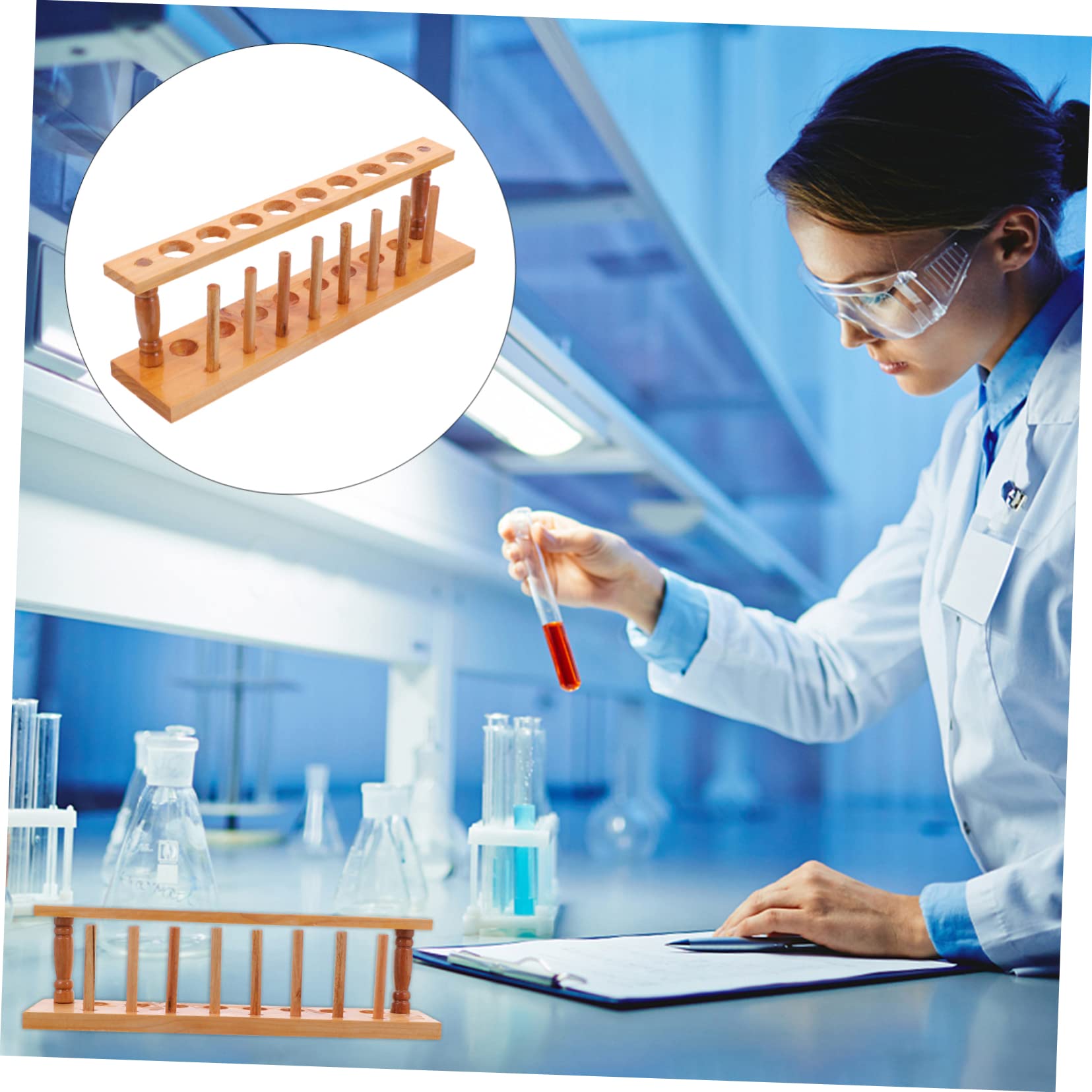 Gatuida 2 Pz Portaprovette Supporto Per Provette Laboratorio Supporto Per Provette Da Laboratorio Scaffali Di Stoccaggio in Legno Rack Per Provette Centrifuga Di Legno Mensola Bicchiere