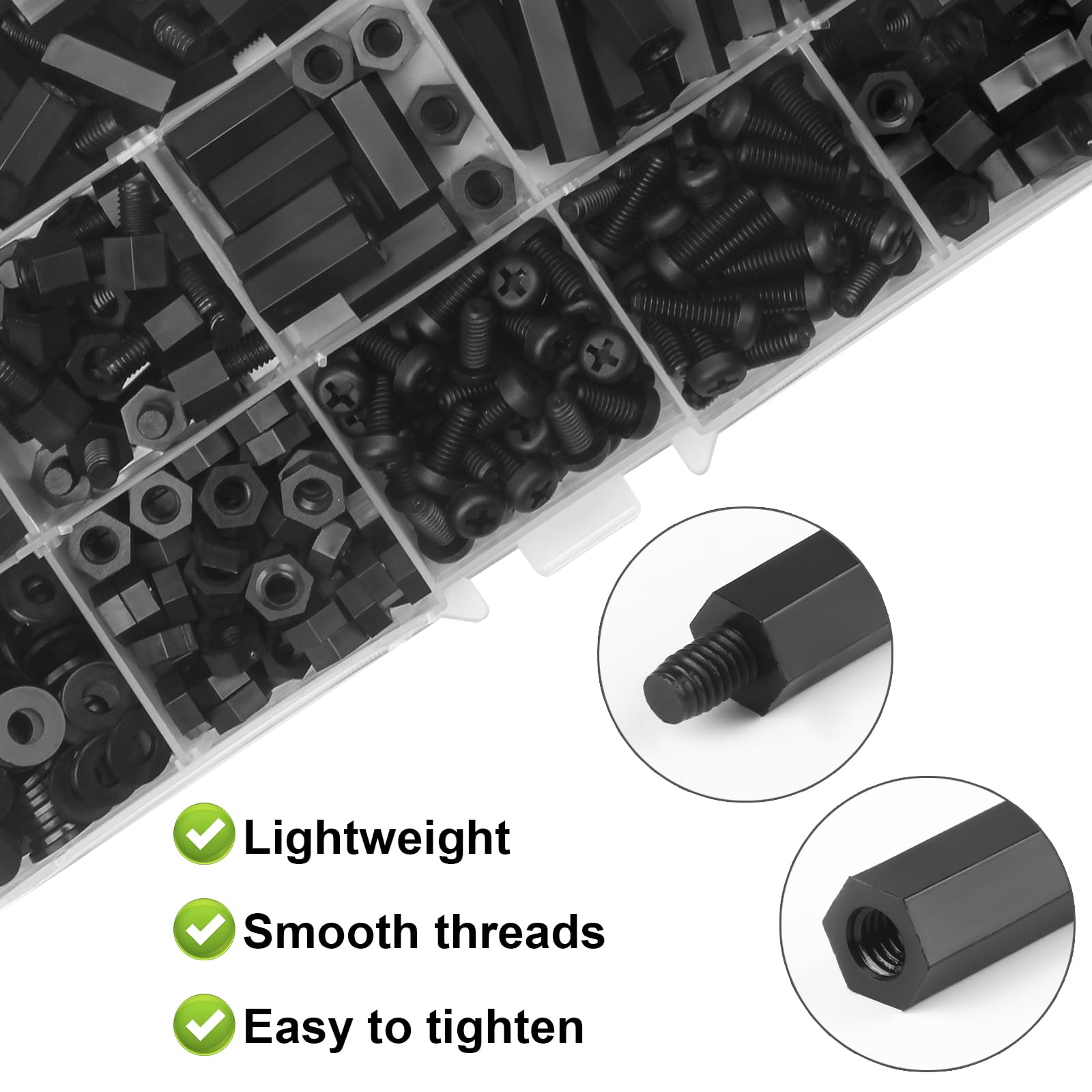 500PCS M4 Male Female Nylon Hex Spacer Standoffs Screws