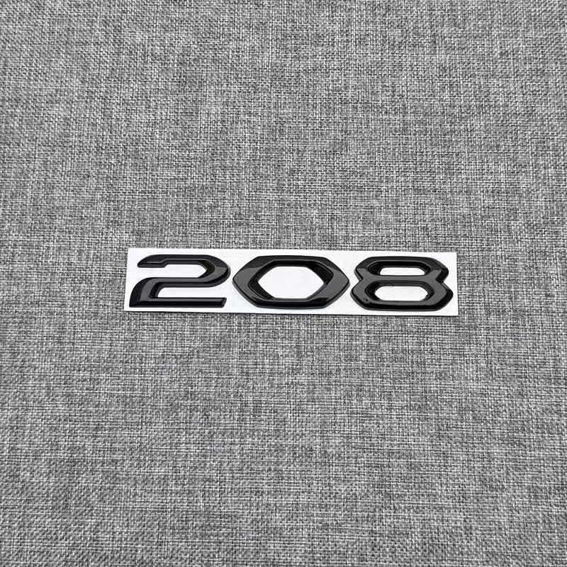 LFXLDS pour Peugeot 208 2019 2020 2021 2022 2023 Embleme Logo Coffre Arrière,Noir 3D Lion Lettres Numéros Insigne Autocollant Stickers Badge Métal ABS Rechange...