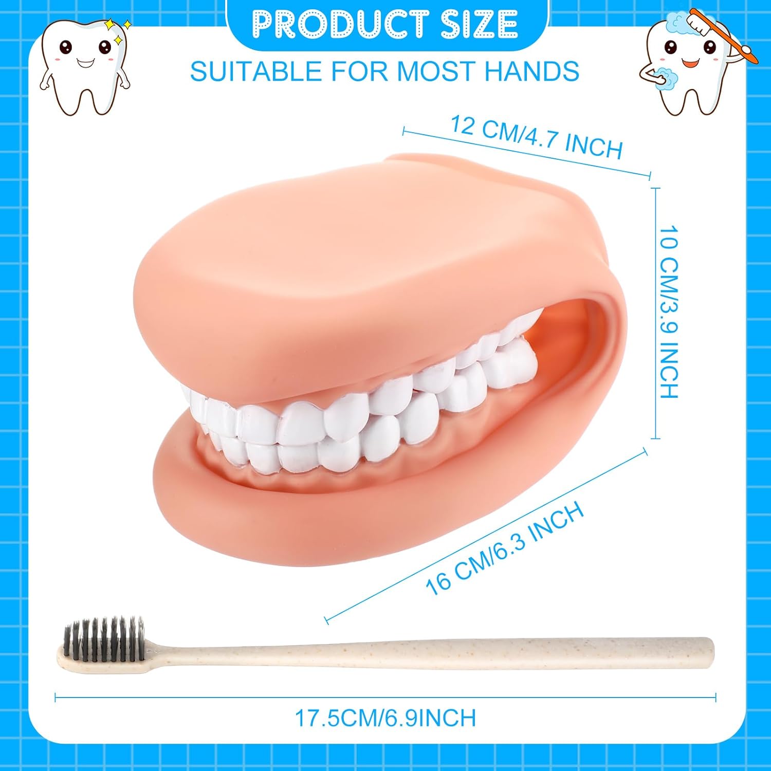 Patelai 1 Pcs Mouth Puppet with Tongue Teeth Hand Puppet Dental Mouth Model with 1 Pcs Toothbrush for Boys Girls Educational Tools Speech Therapy