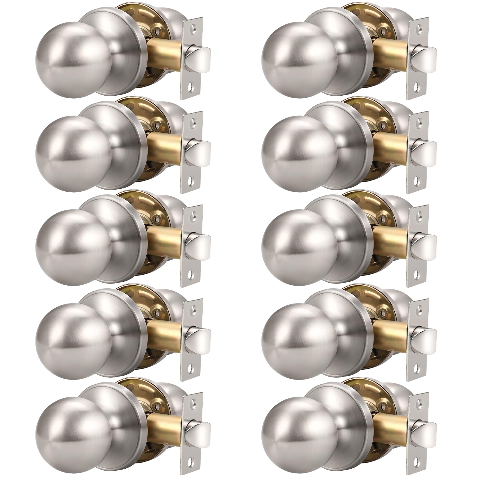 Satin Nickel Door Knobs - 6 Pack Privacy Set -14 Satin Nickel Door Knobs - 6 Pack Privacy Set -14