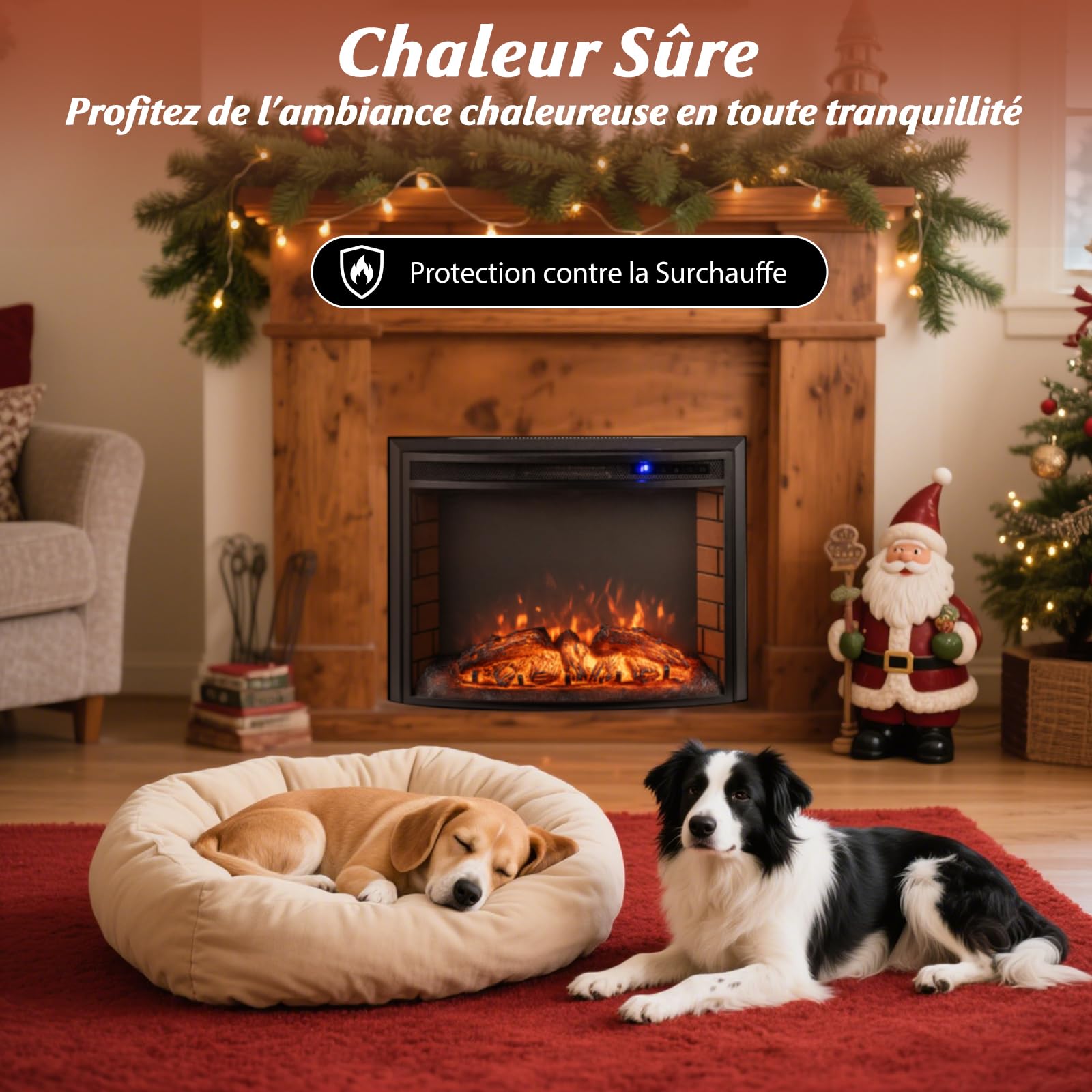 COSTWAY Cheminée Électrique Murale Encastrable Courbé, Cheminée Chauffage 17°C à 28°C 750W/1500W avec Télécommande, Protection Contre Surchauffe Minuterie 6H 3 Couleurs 6 Luminosité de Flammes