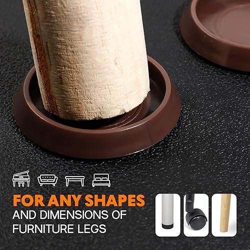 Miniatura 4 de Tofficu 10 piezas redondas para muebles con ruedas para muebles, posavasos antideslizantes para muebles, protectores de suelo para cama, sofá,