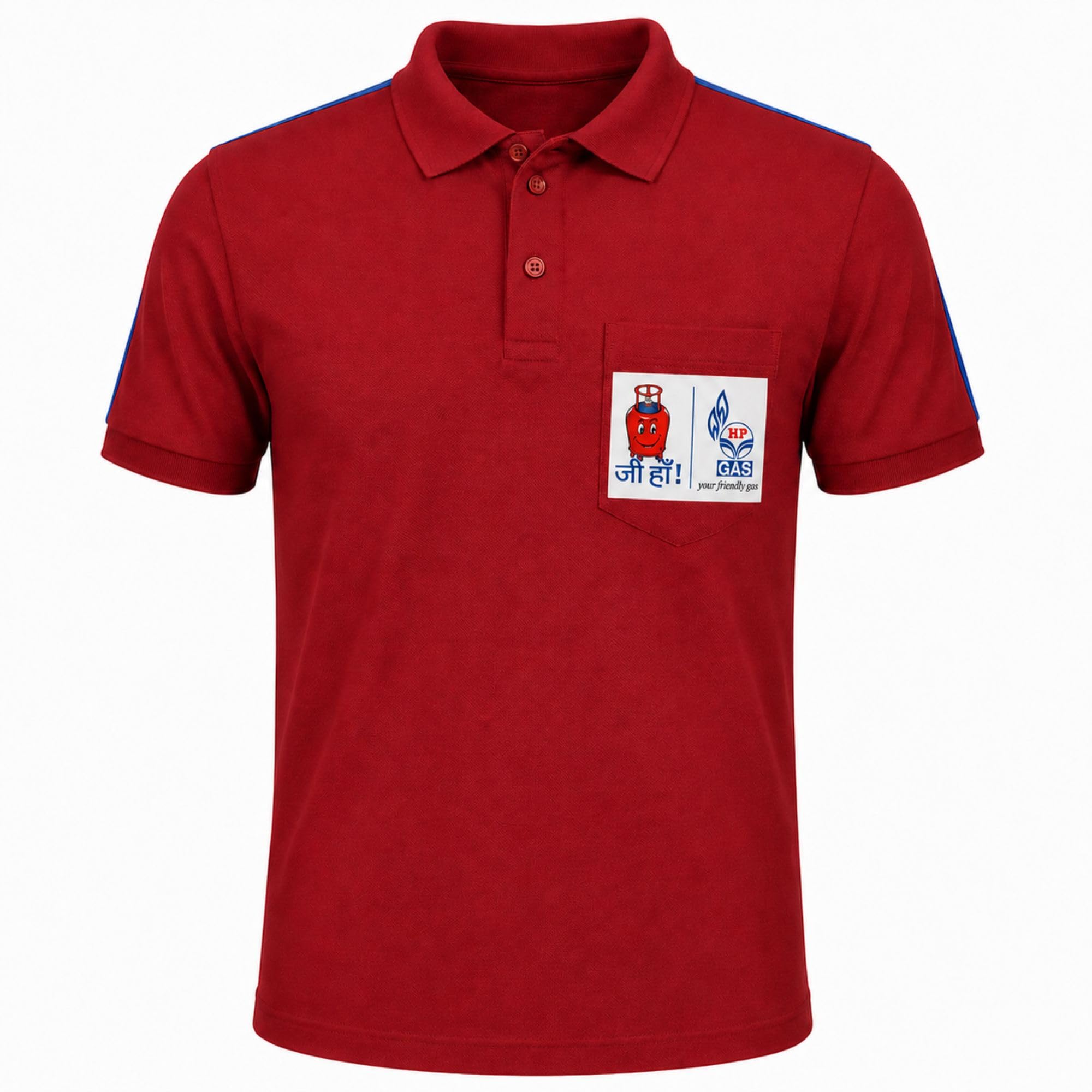 HP Gas Uniform Polo T-Shirt for Men – Maroon Half Sleeve Workwear Tee with Pocket | Comfortable Staff Uniform-picture-16