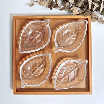 Amazon.co.jp: 葉っぱ リーフ ガラス プレート 4点 / プレート