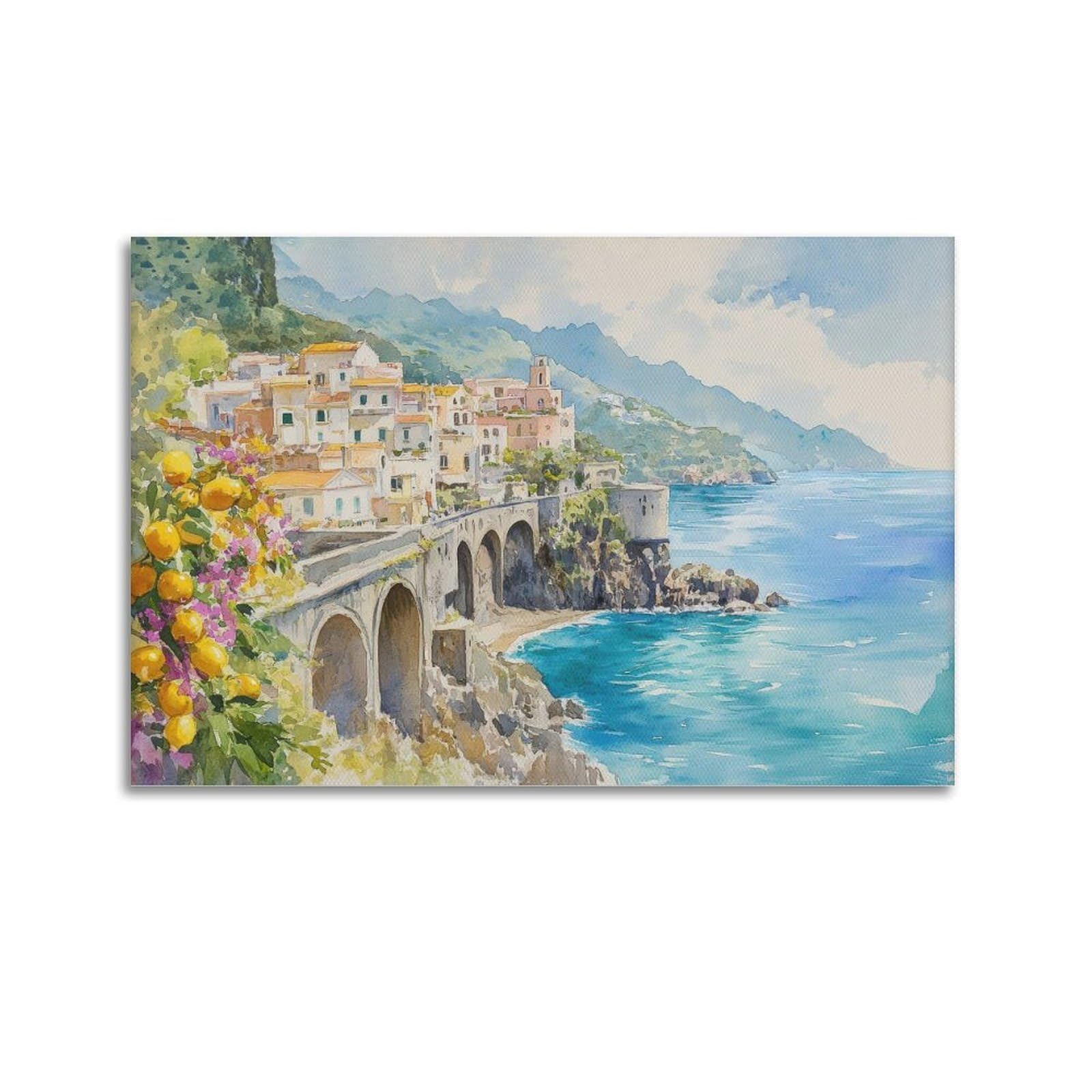 xiaoxiaoshen Amalfi Coast Italy Coastal Village Scenic Italian E Canvas Poster Wall Art Prints Room Aesthetic Murals Bedroom And Living Decorations 16x24inch(40x60cm)