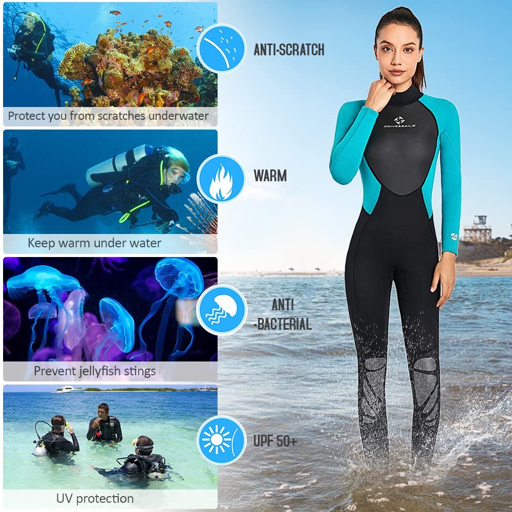 Traje de Neopreno de 3 mm para Mujer, Traje de Buceo de Cuerpo Completo para esnórquel, Surf