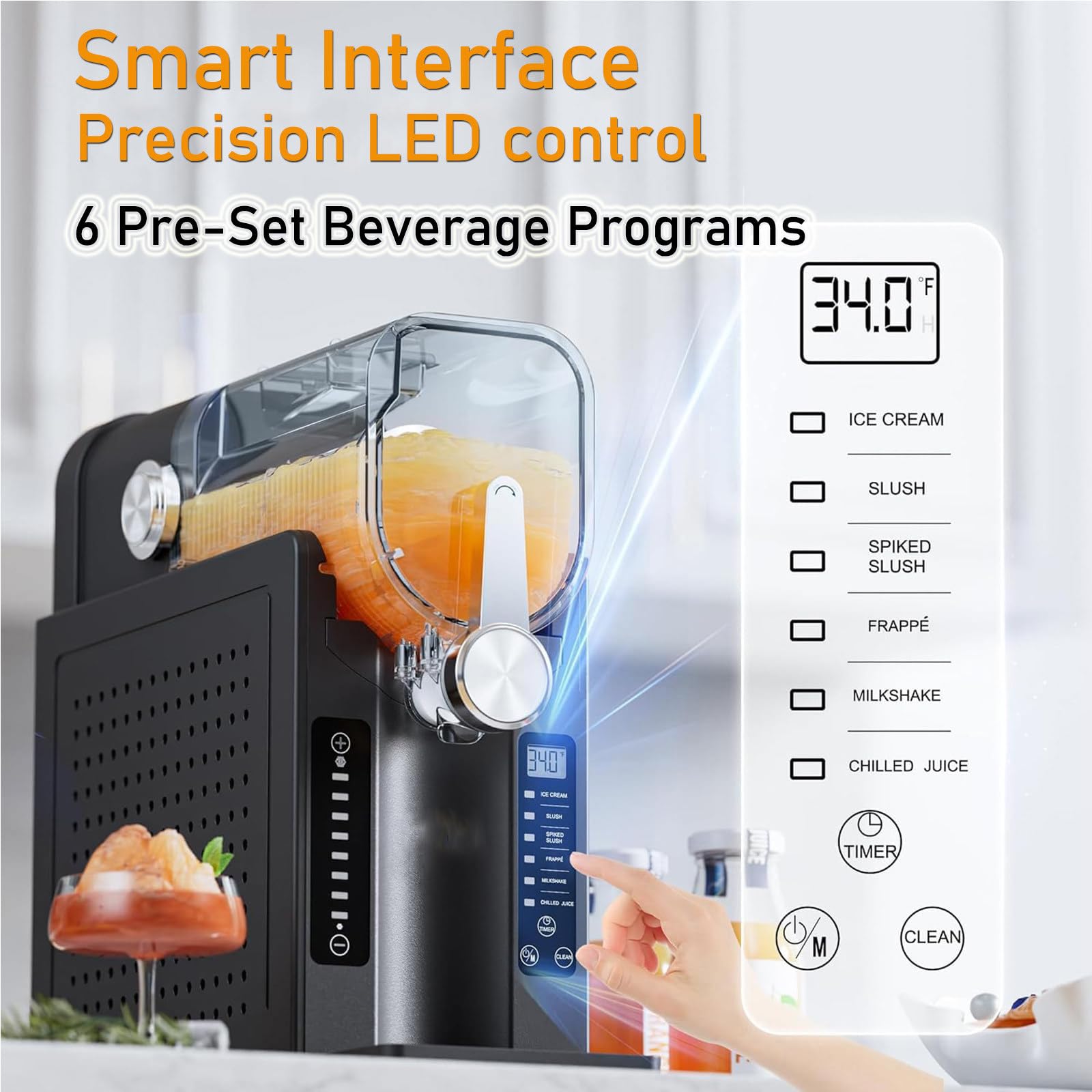 Générique Machine à Boissons glacées sans glaçons, 6 programmes préréglés, Nettoyage Automatique, Affichage pour Margaritas, frappés et crèmes glacées - Parfaite pour Toutes Les Occasions