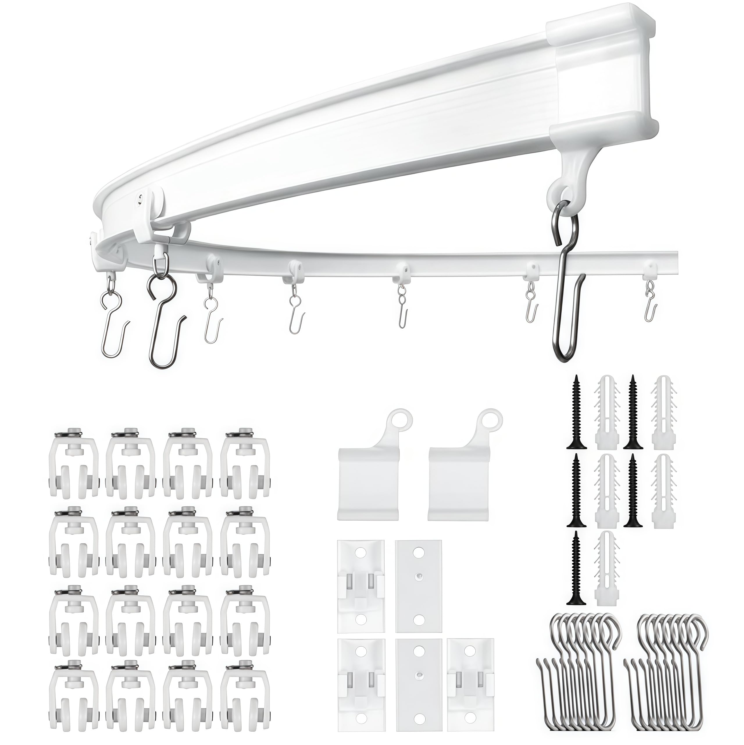 Ceiling Mounted Curtain Track Flexible Bendable Silent Suitable For Curved Ceilings Room Partitions Bay Windows(3-meter Track)