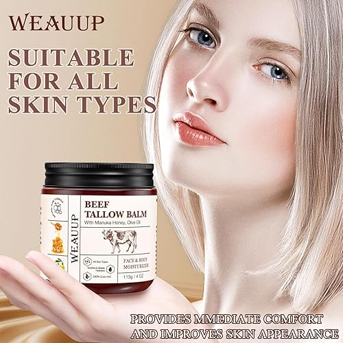 Miniatura 8 de Sarga de ternera para la piel, sarga de res para la cara, bálsamo de sargo de ternera batida alimentado con pasto orgánico con miel cruda y cera de