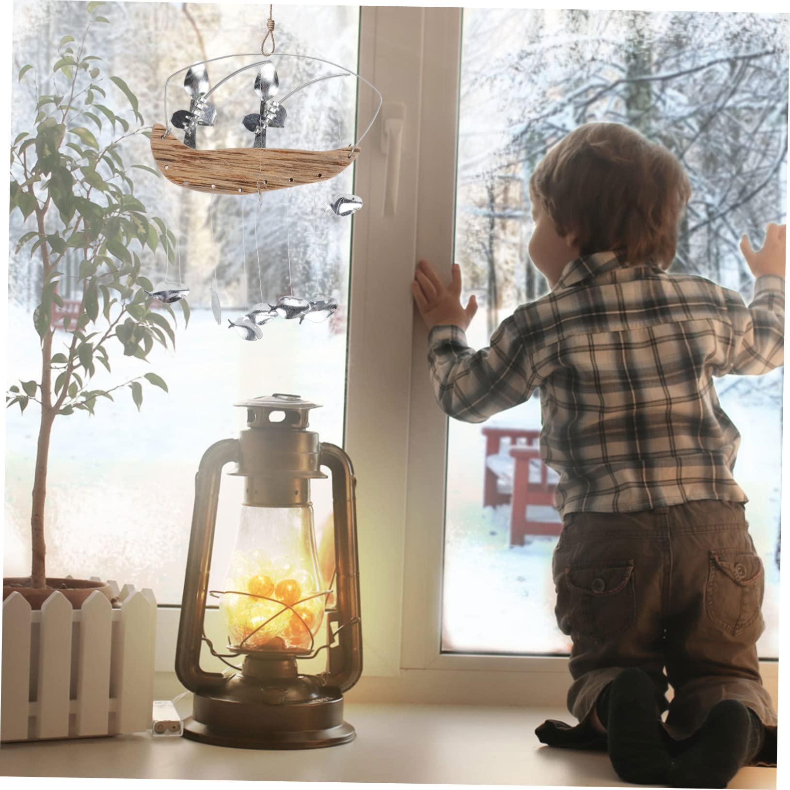 Sosoport 2pcs Fisherman- Bell Pendant Hanging Decor for Elegant Wind Chimes Soothing Sounds for Friends Family Unique Room Decor