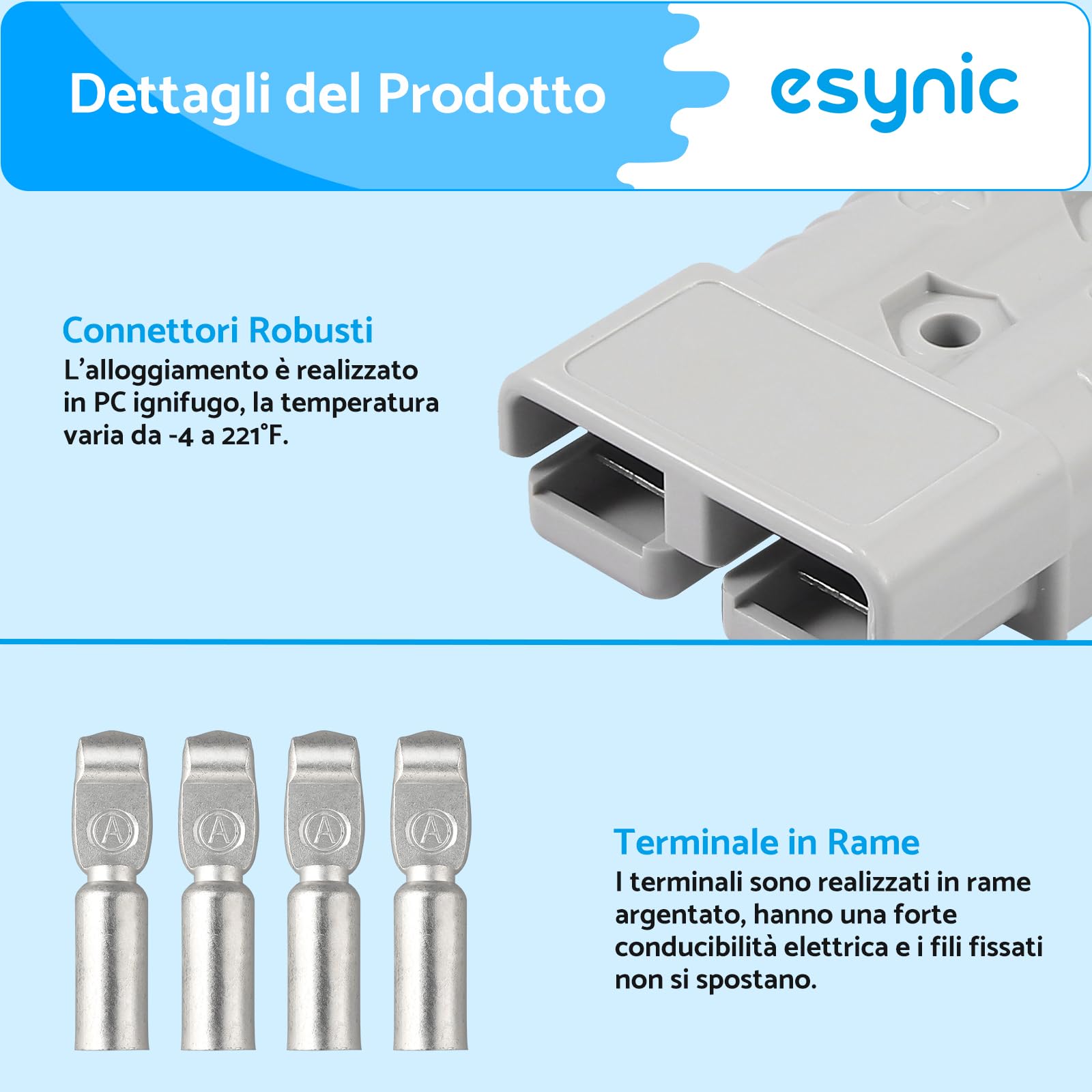 Connettore Rapido Per Batteria Auto 175A - Kit 4 Pezzi Con Terminali, Per Auto, Camper E Station Wagon