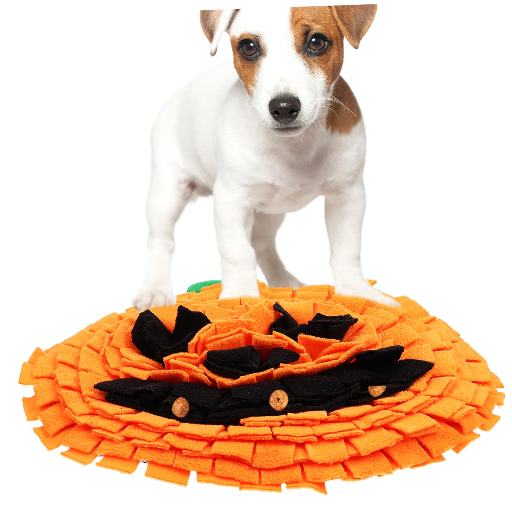 Garneck Pumpkin Dog Snuffle Mat Bright Sniffing Feeding Mat for Large Breeds Unique Design Durable Polar Fleece Easy to Clean Fun Interactive for Pets