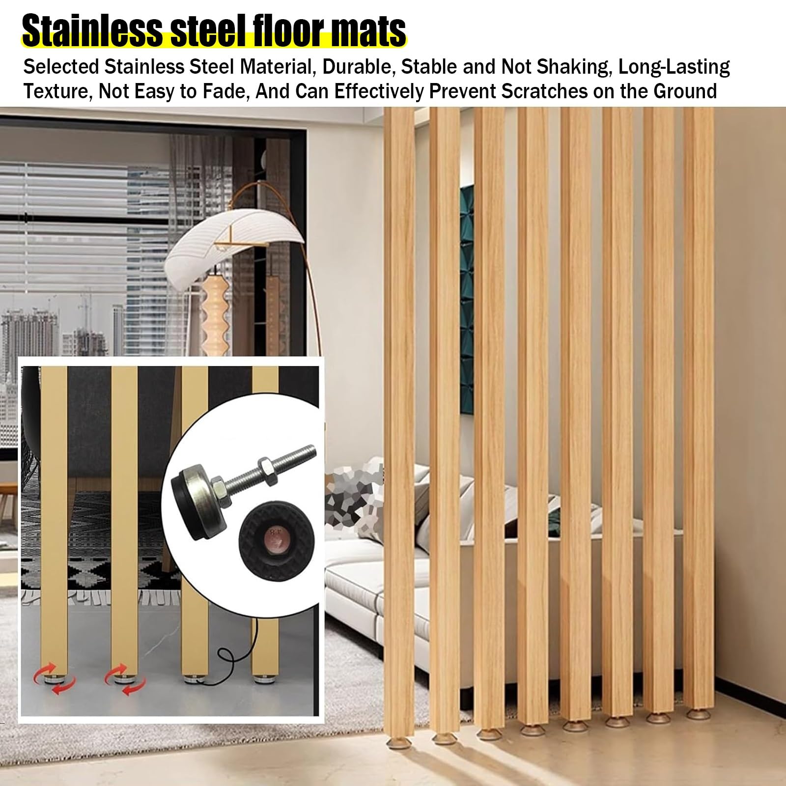 Freistehendes, modernes Metallgitter für den Innenbereich, dekoratives Gitter für Wohnzimmer, Restaurant und Büro, 100 cm (4 Wurzeln)