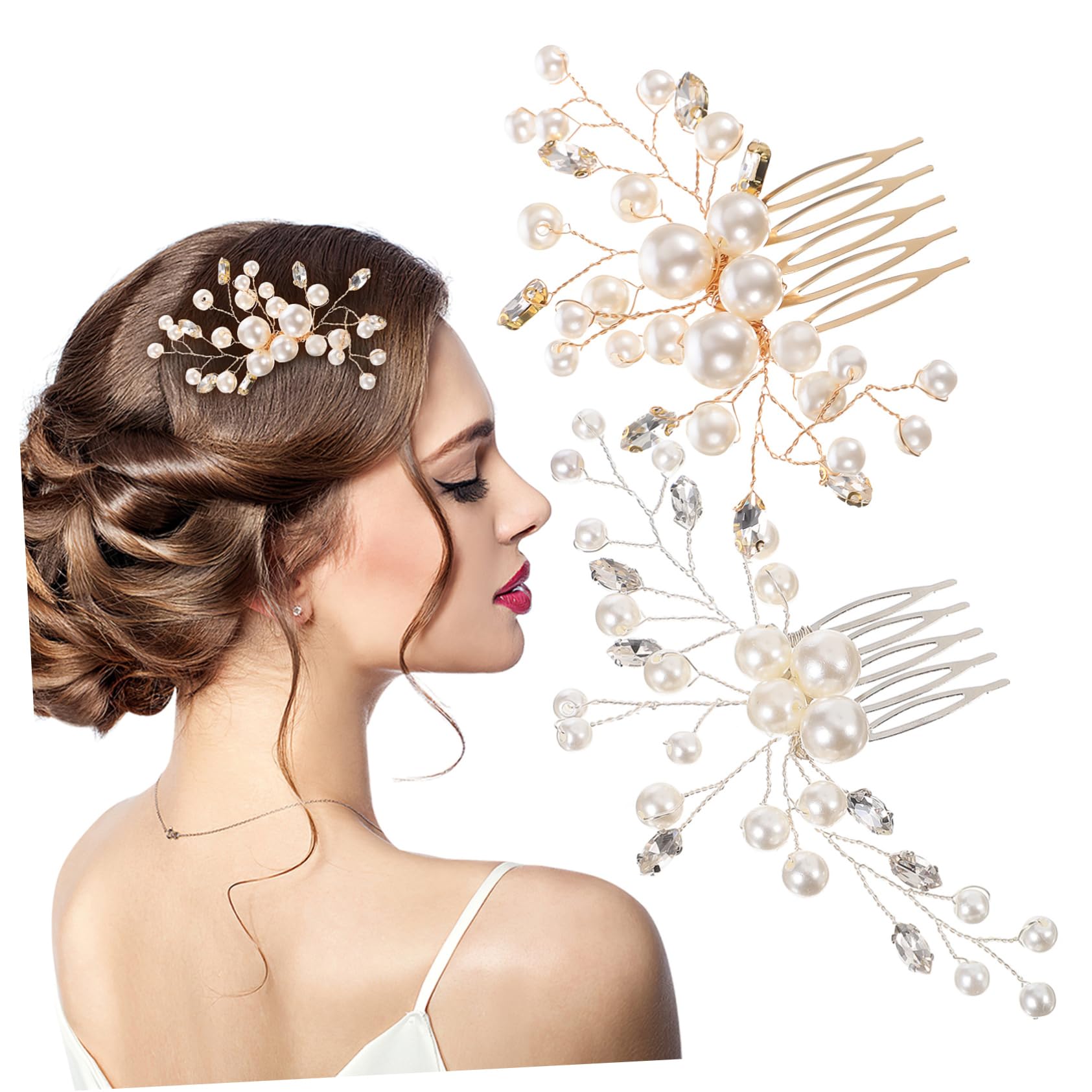 MAGICLULU 5 Set Eleganti Pettini Laterali Per Da Sposa Con Strass Per Donne Per Feste Di Nozze Eventi Speciali 2 Pezzi * 5